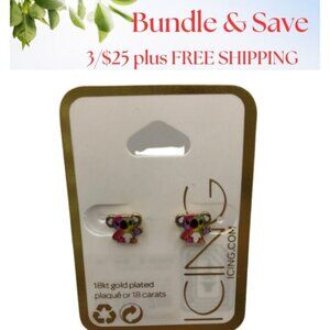 NWT Icing Women's Kid's 18kt Gold Plated Rainbow Koala Bear Stud Earrings